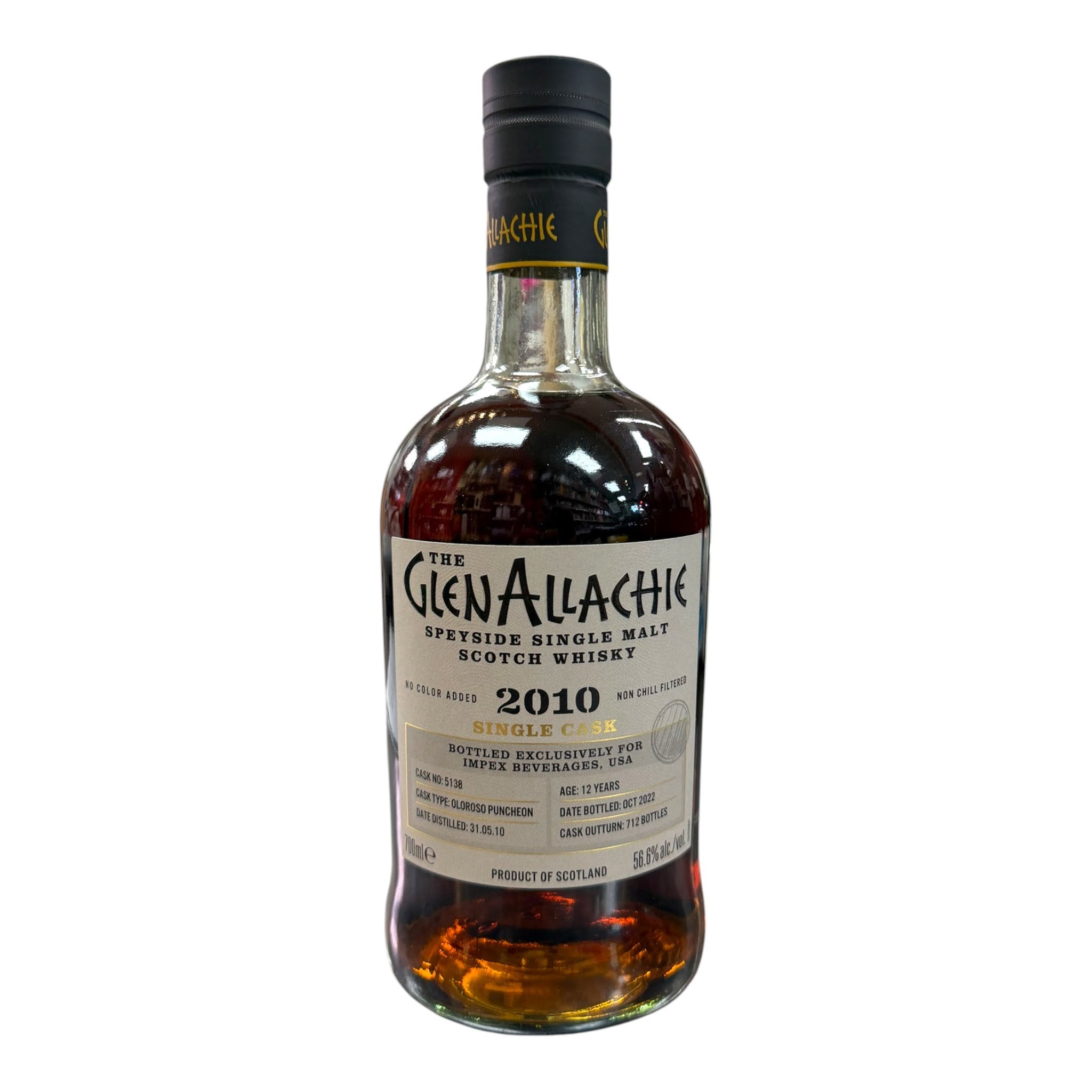 2010 GlenAllachie Single Cask Oloroso Puncheon Single Malt Scotch Whisky 700ml