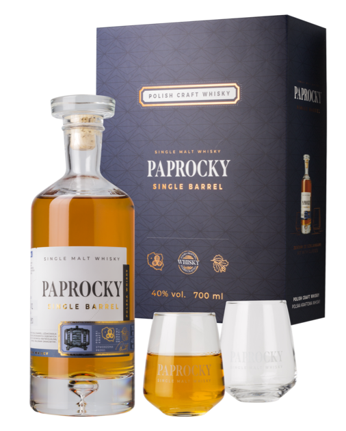 Paprocky Single Barrel Single Malt Whisky Gift Set With 2 glasses 700ml