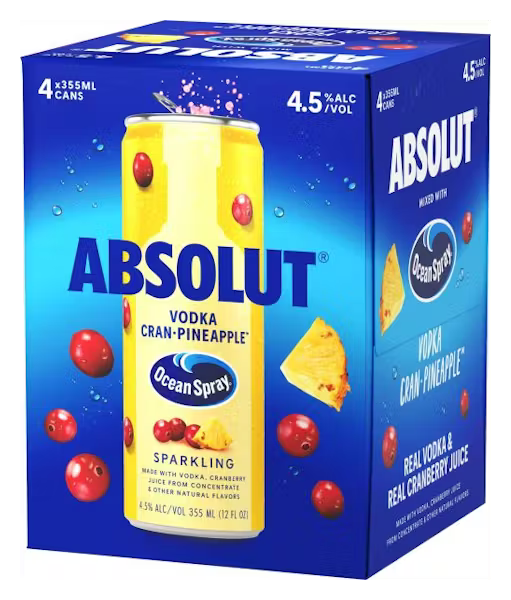 Absolut & Ocean Spray Cran-Pineapple Vodka Cocktail 4-Pack