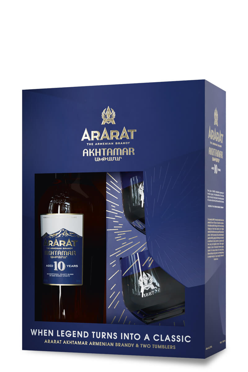 Ararat 10 Year Old Akhtamar Brandy with Glasses 700ml