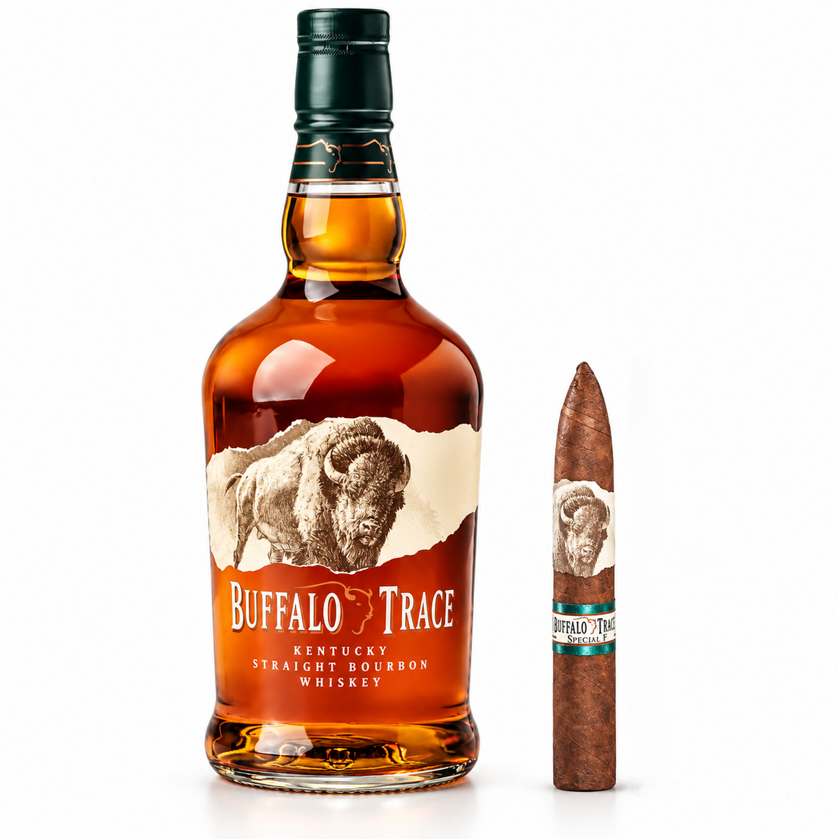 Buffalo Trace Straight Bourbon Whiskey 750ml with Special F 6x60 Cigar