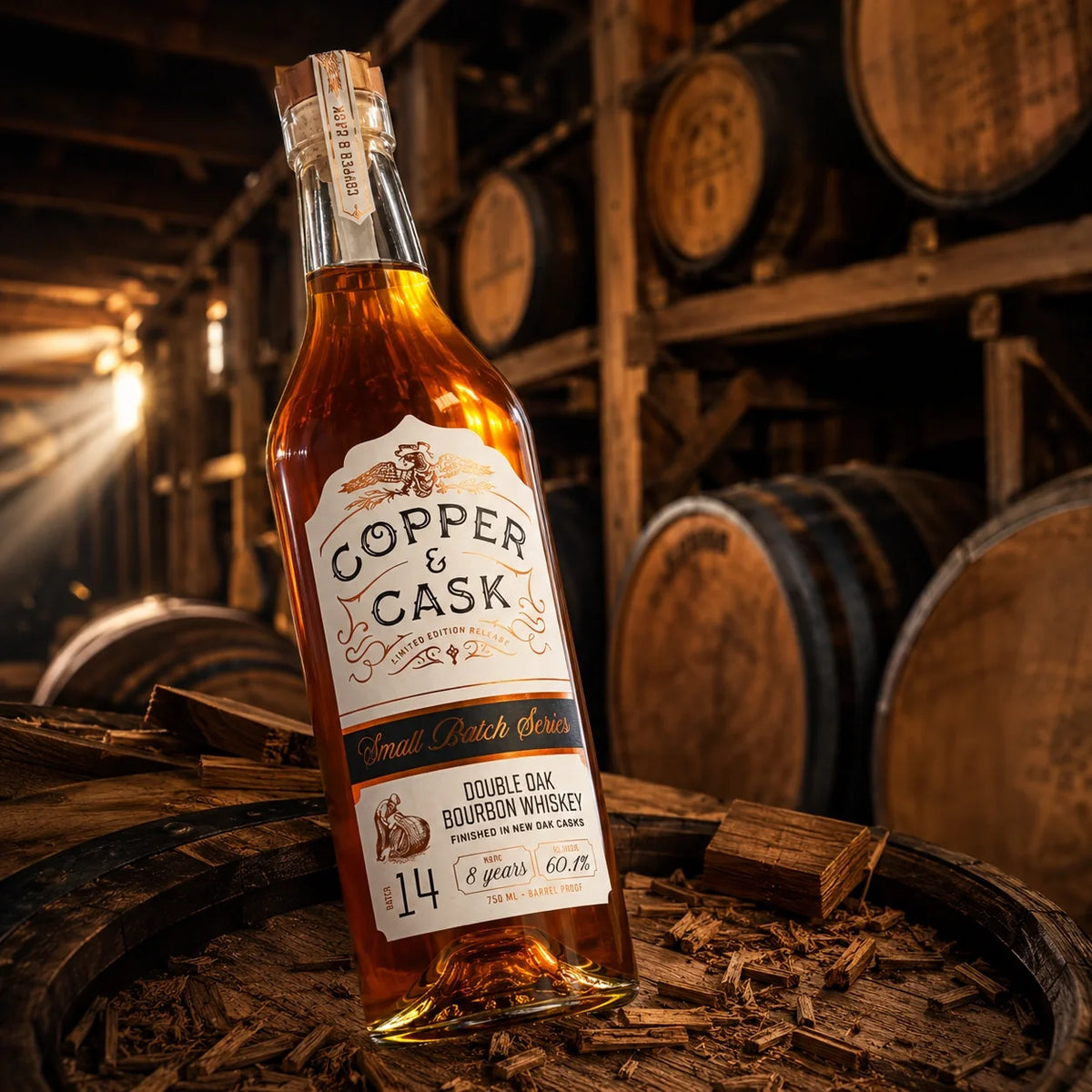 Copper & Cask Small Batch Series #014, 8-Year Double Oak Bourbon Whiskey 750ml
