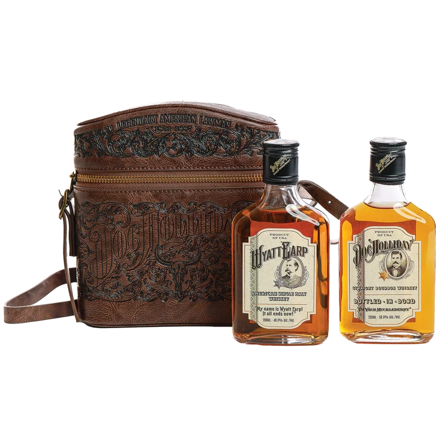 World Whiskey Society DOC Holliday & Wyatt Earp Double Flask Bag 200ml 2-Pack