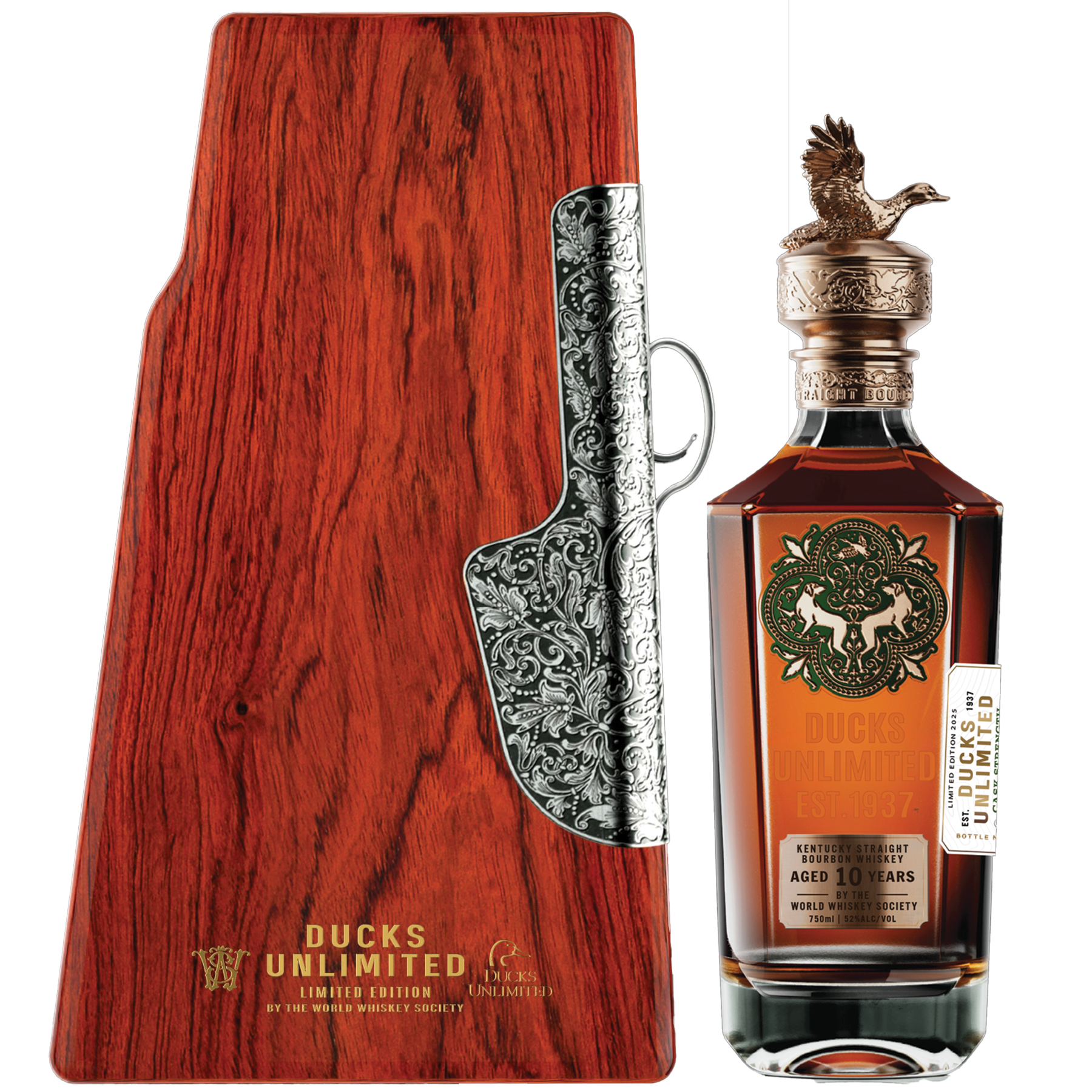 World Whiskey Society Ducks Unlimited Limited Edition Gunstock 10 Year Old Straight Bourbon Whiskey 750ml