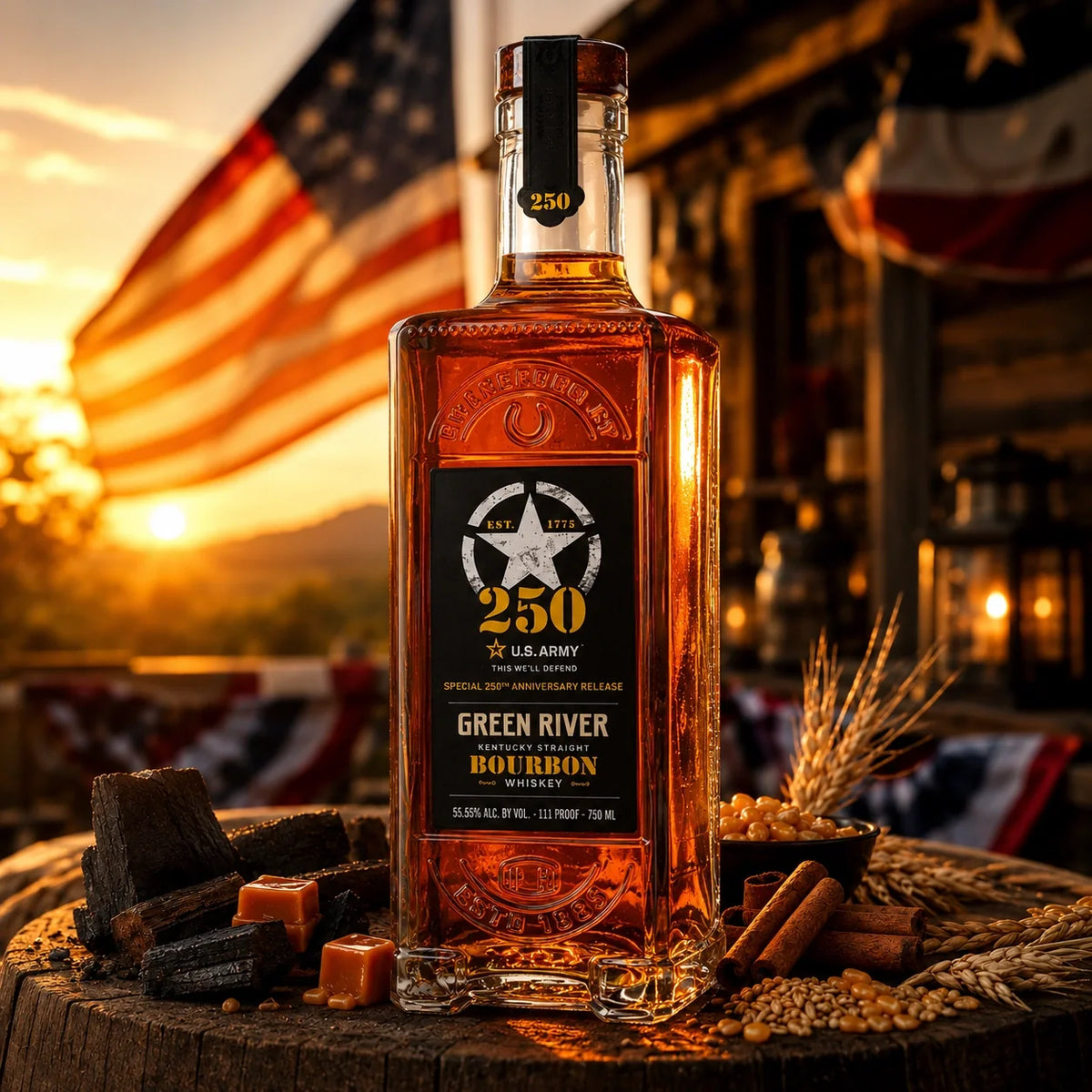 Green River U.S. Army 250th Anniversary Release Straight Bourbon Whiskey 750ml