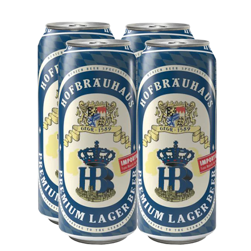 Hofbrauhaus Helles Lager Beer 16-Oz Can 4-Pack