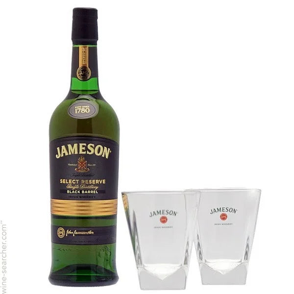 Jameson Select Reserve Black Barrel - Small Batch Blended Irish Whiskey with Glasses 750ml