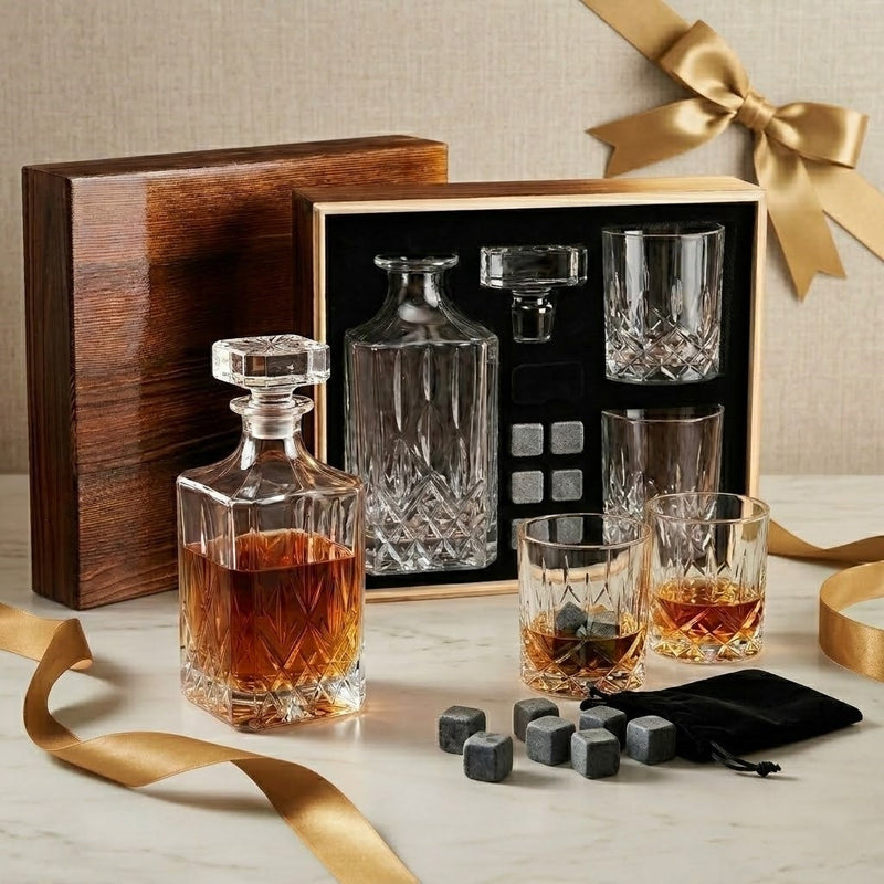 Luxury Whiskey Crystal Decanter with Glasses Gift Set