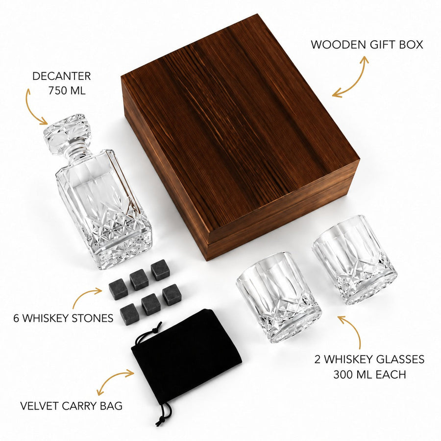 Luxury Whiskey Crystal Decanter with Glasses Gift Set