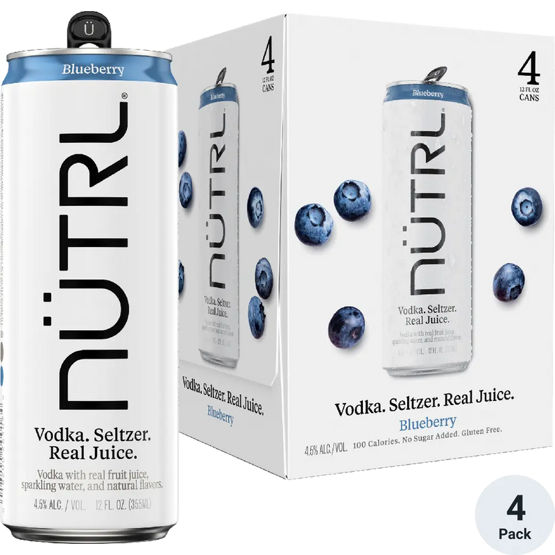 Nutrl Blueberry Vodka Seltzer 12-Oz Can 4-Pack