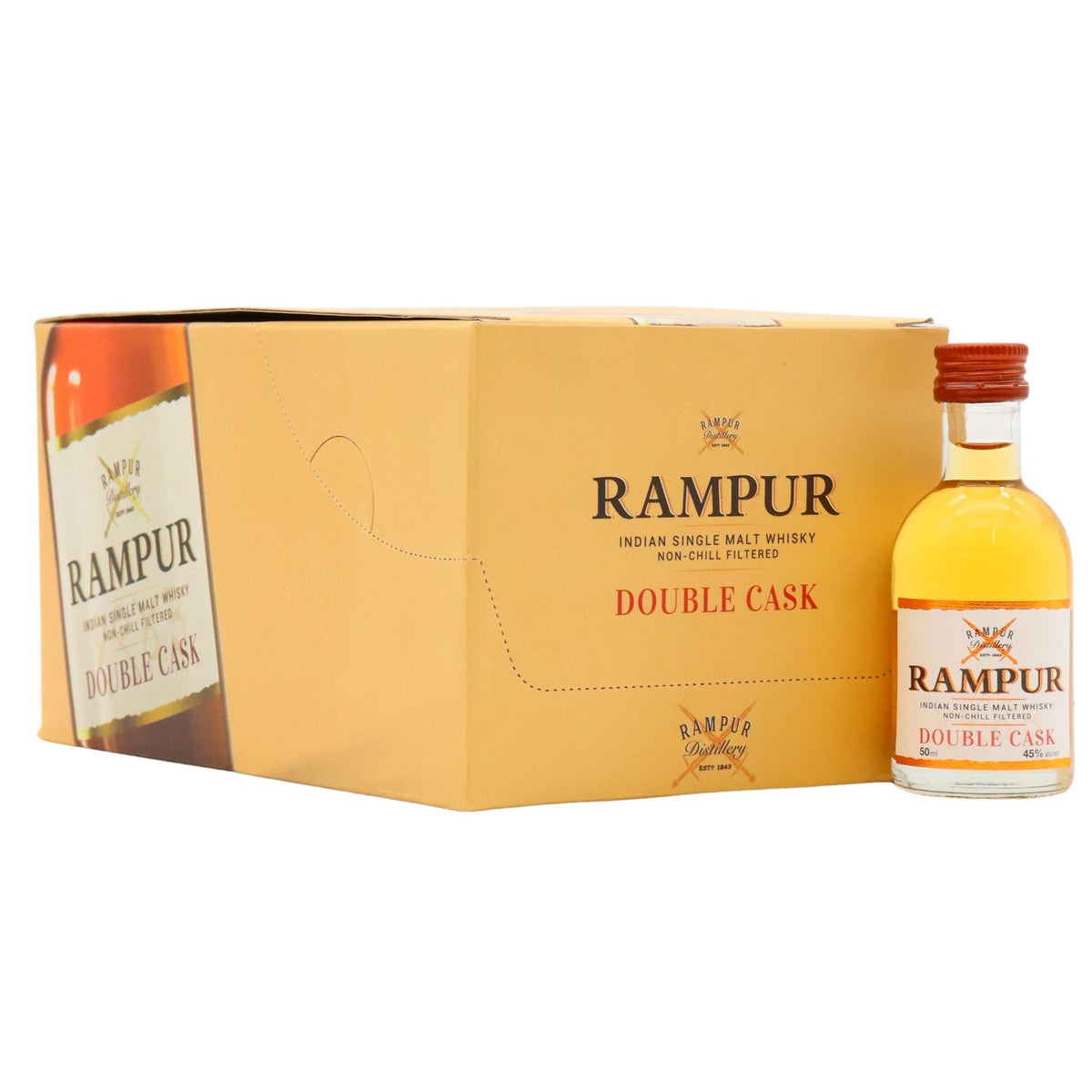 Rampur Double Cask Single Malt Whisky 50ml Bottle 15-Pack