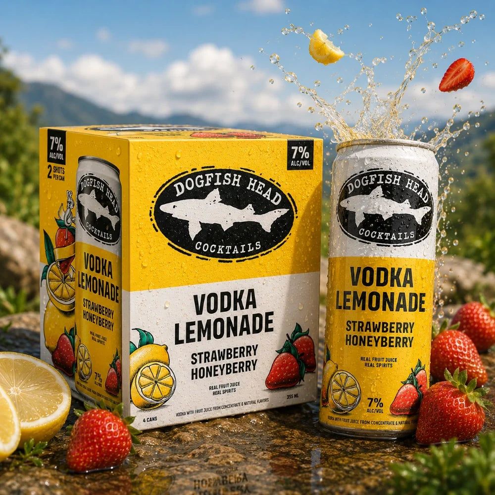 Dogfish Head Strawberry Honeyberry Vodka Lemonade Cocktail 4-Pack Can