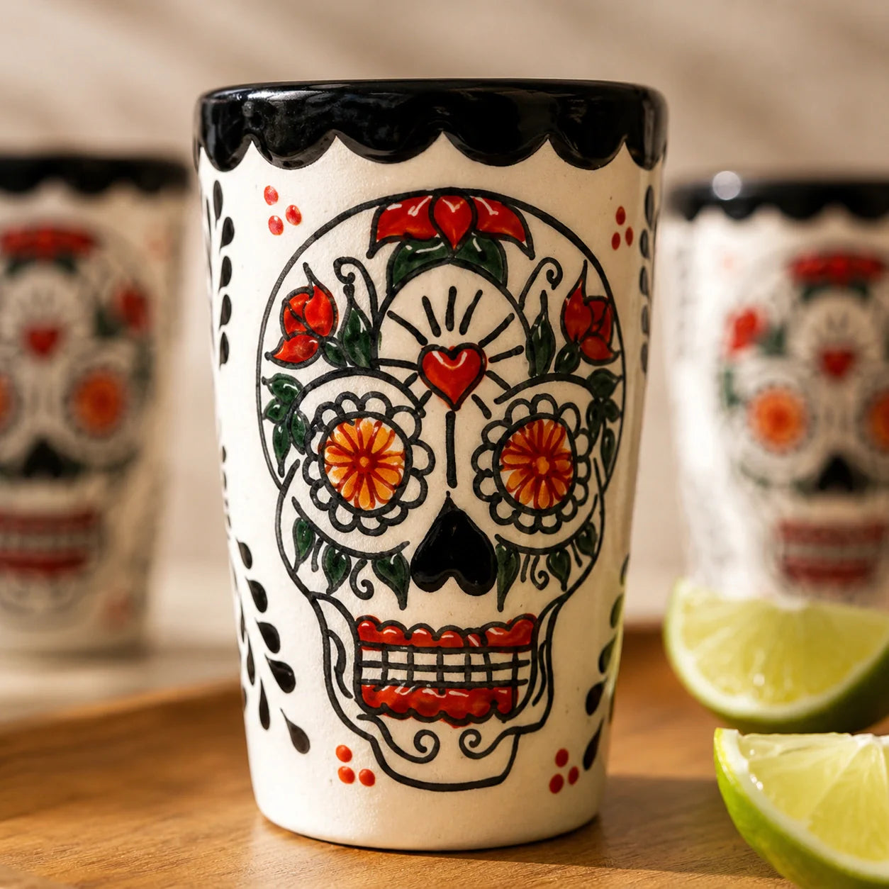 Sugar Skull Design Shot Glasses 2.5-Oz