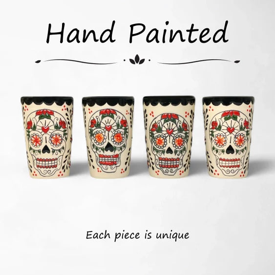 Sugar Skull Design Shot Glasses 2.5-Oz