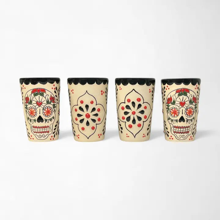 Sugar Skull Design Shot Glasses 2.5-Oz