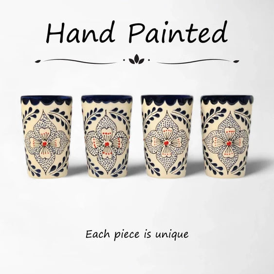 Talavera Design Ceramic Hand Printed Shot Glasses 2.5-Oz