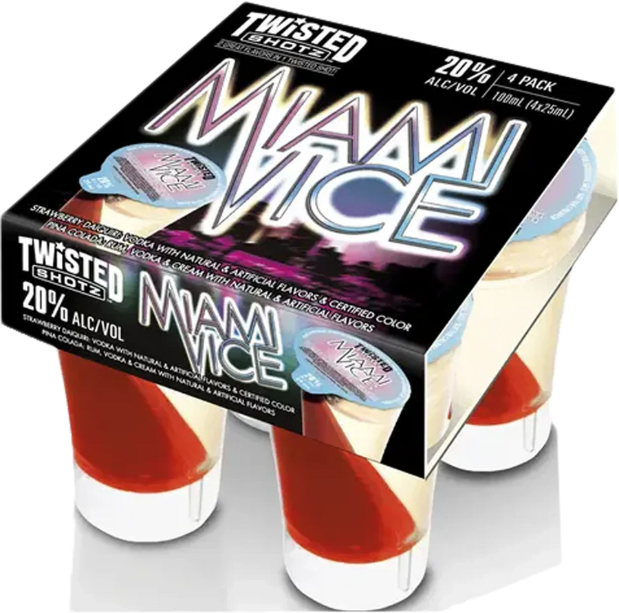 Twisted Shotz Miami Vice Strawberry Daiquri Vodka Liqueur 4-Pack