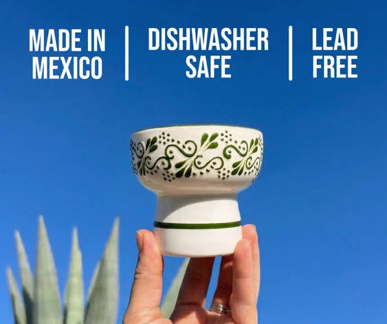 White & Green Ceramic Sipping Tequila Copita Glass 8-Oz