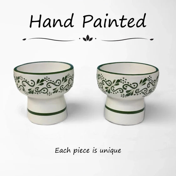 White & Green Ceramic Sipping Tequila Copita Glass 8-Oz
