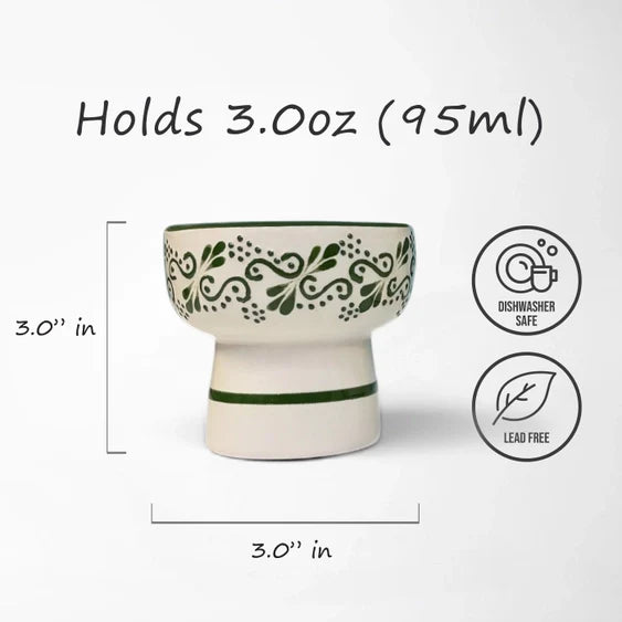 White & Green Ceramic Sipping Tequila Copita Glass 8-Oz
