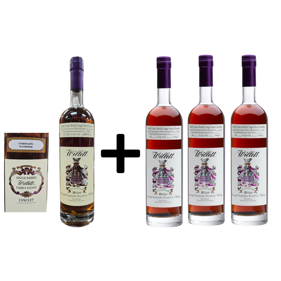 Willett Family Estate 7 Year Old Storm King Wanderer and Willett Family Estate Bottled Single Barrel 4 Year Old Straight Bourbon Whiskey 750ml Bundle 4-Pack