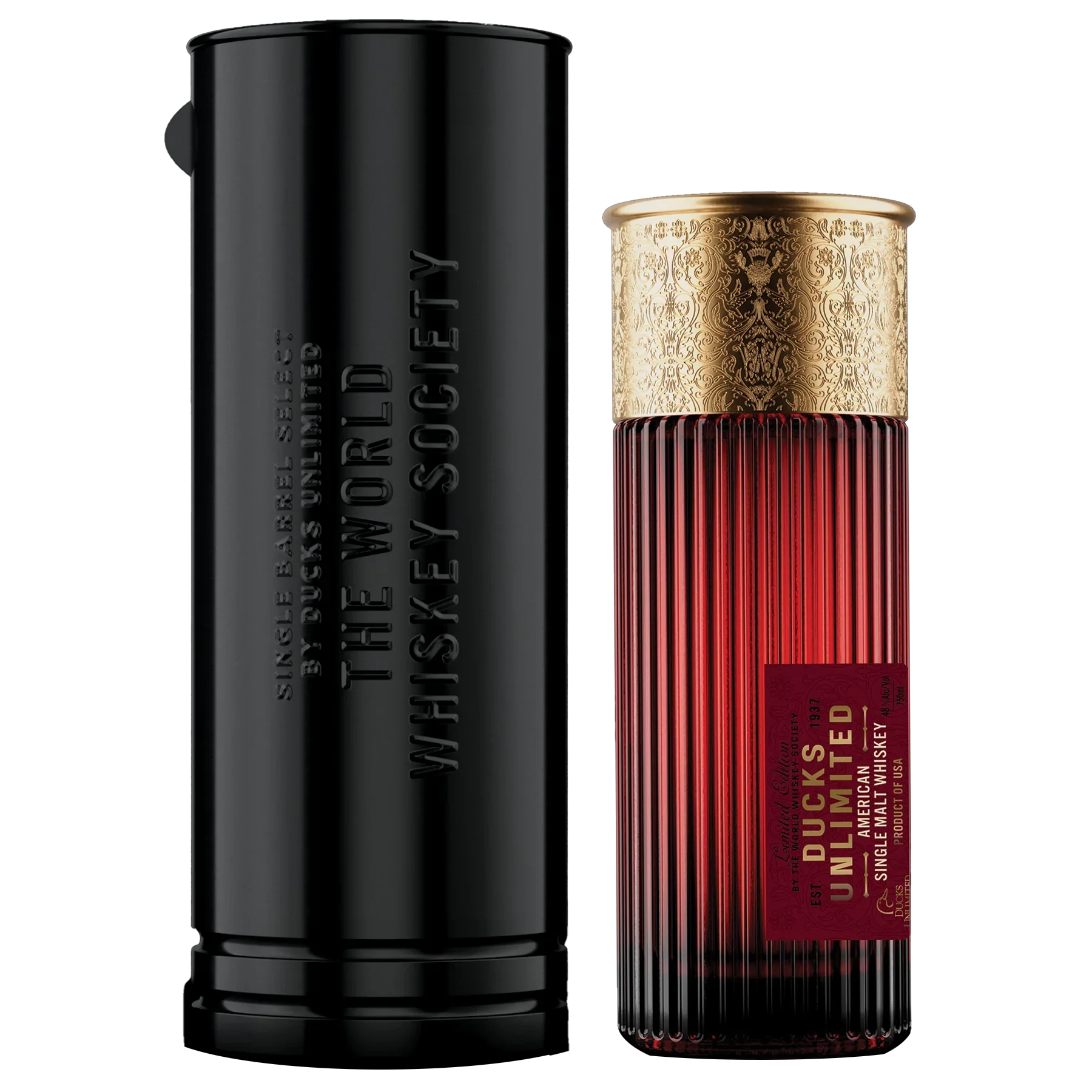 World Whiskey Society Ducks Unlimited Shotgun Shell Decanter American Single Malt Whiskey 750ml