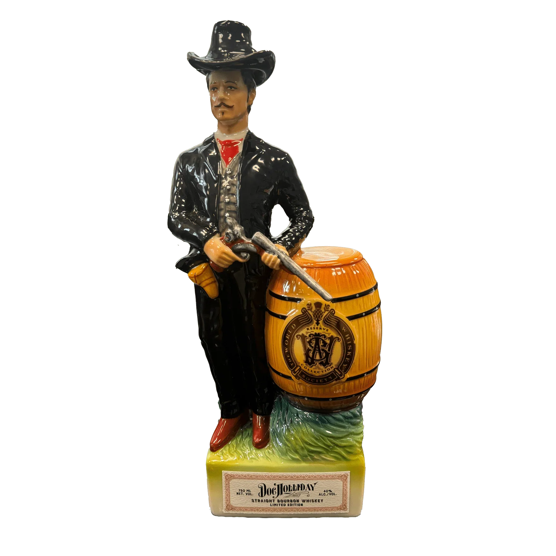 World Whiskey Society Doc Holliday Figurine Limited Edition Straight Bourbon Whiskey 750ml
