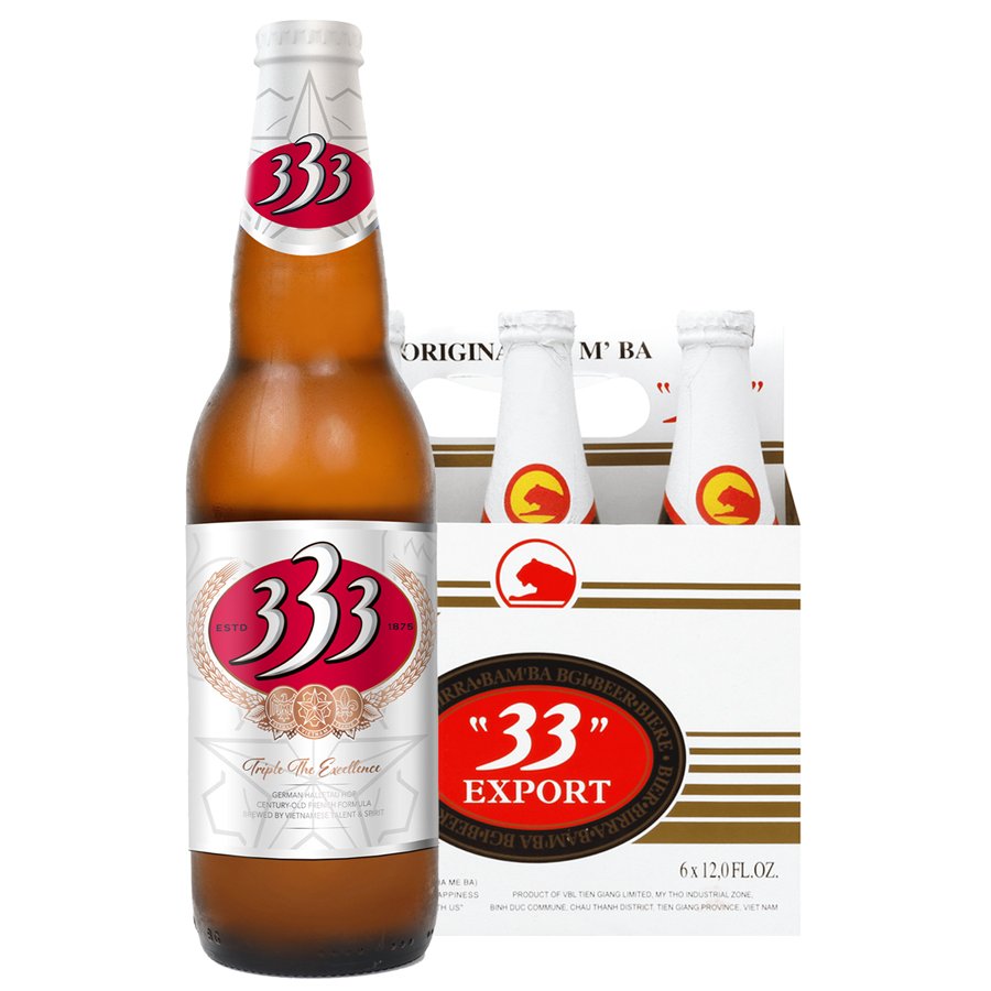 333 Triple The Exellence Premium Vietnamese Beer Bottle - 6Pk