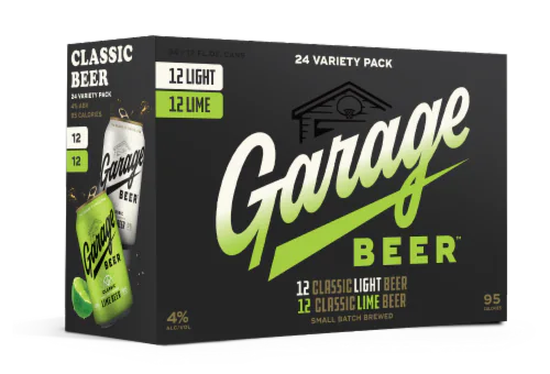 Garage Beer Lime and Light Lager Beer Cans 24-Pack