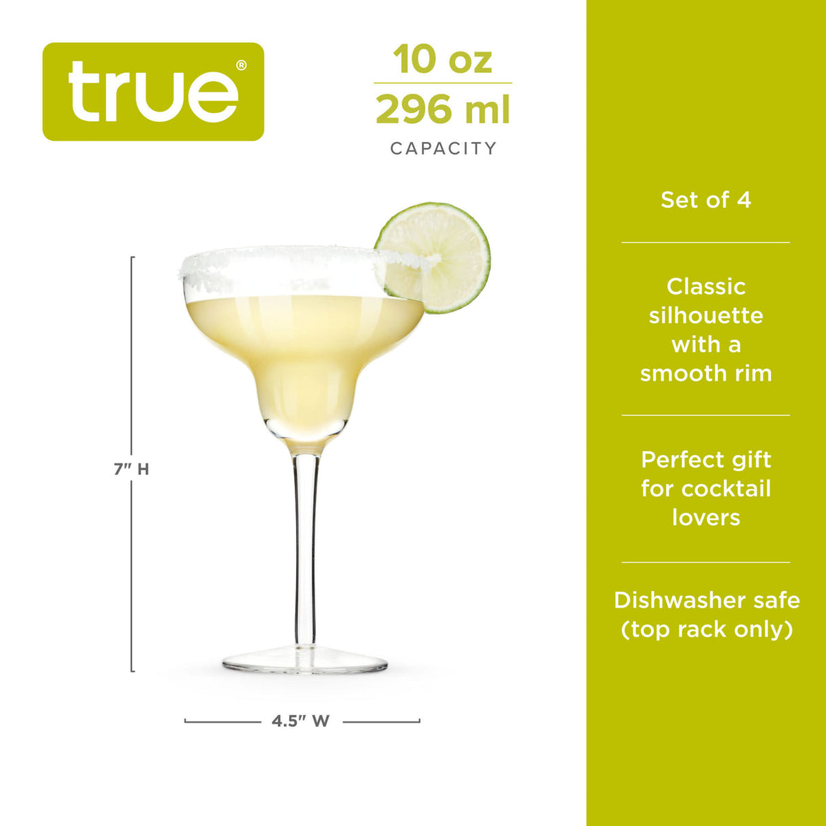 True Sorbo Margarita Glasses 10-Oz 4-Pack