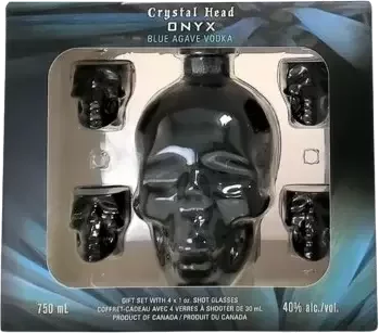 Crystal Head Oynx Vodka with Shot Glasses 750ml