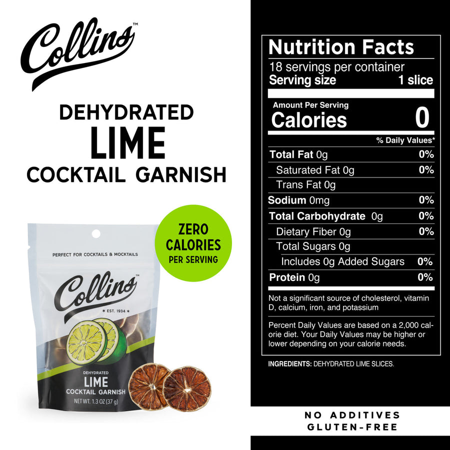 Collins Dehydrated Lime Cocktail Garnish 1.3-Oz