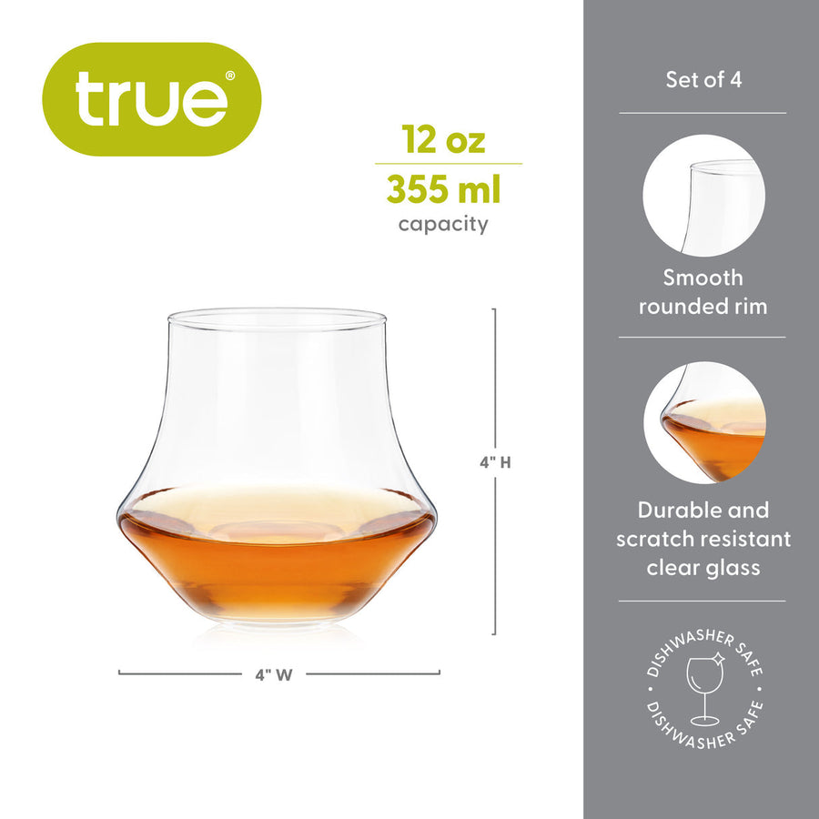 True Whiskey Tasting Glasses 12-Oz 4-Pack