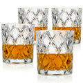 Scotch 11 oz Diamond Cut Tumbler Glasses By True Brand 4-Pack
